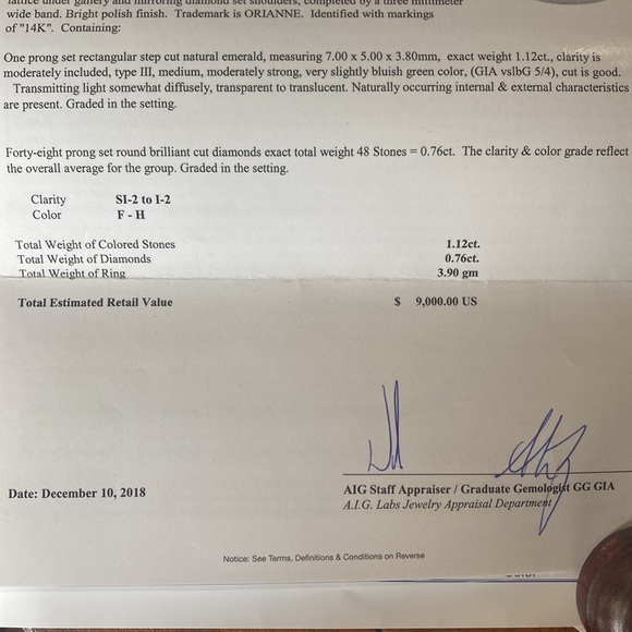 Orianne….Natural diamonds and natural emerald ring on 14ct white gold - Picture 9 of 13